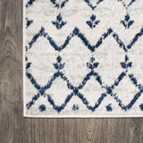 Kolkata Moroccan HYPE Boho Vintage Area Rug Cream/Navy