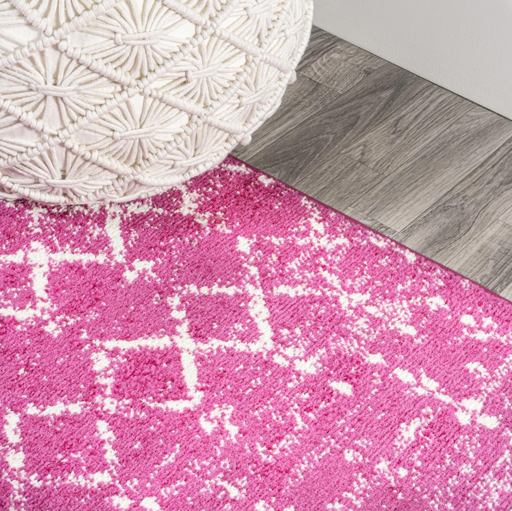 Kolkata Moroccan HYPE Boho Vintage Area Rug Fuchsia/Ivory