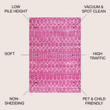 Kolkata Moroccan HYPE Boho Vintage Area Rug Fuchsia/Ivory