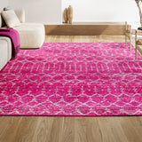 Kolkata Moroccan HYPE Boho Vintage Area Rug Fuchsia/Ivory