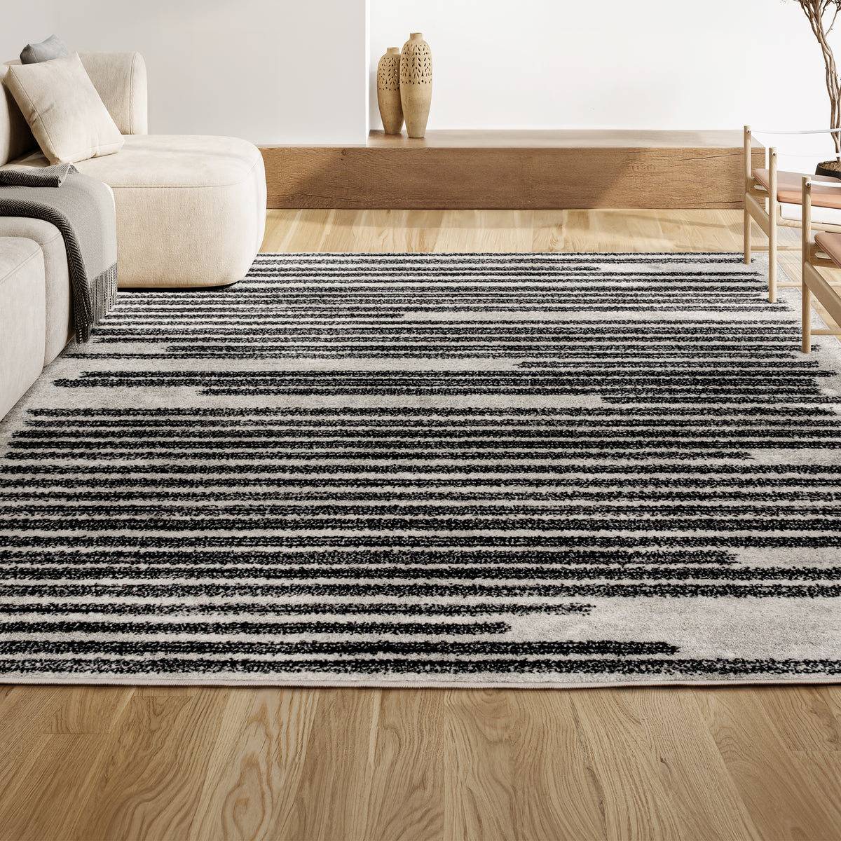 Brunei Khalil Modern Berber Stripe Area Rug