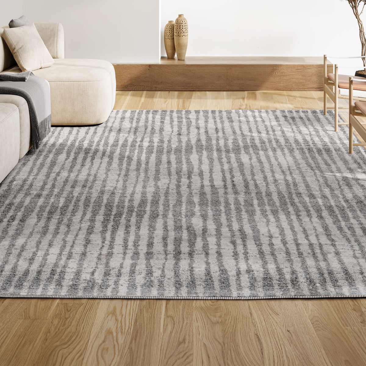 Puppis Skoura Modern Bold Stripe Area Rug