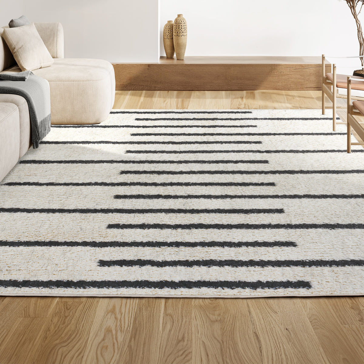 New Alaro Berber Stripe Shag Area Rug