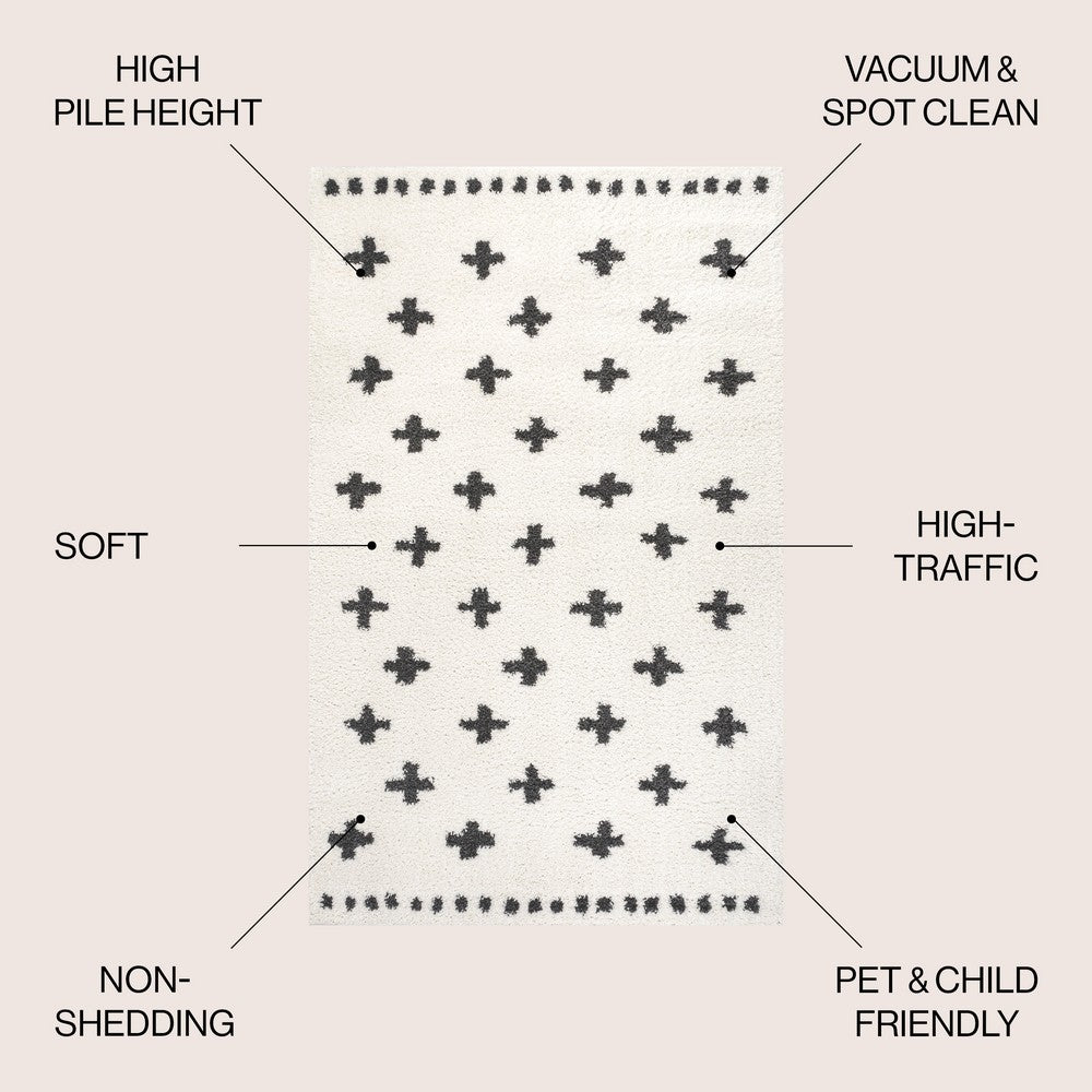 Rotorua Cristo Berber Geometric Shag Area Rug