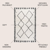 Whangarei Calvia Moroccan Diamond Shag Area Rug