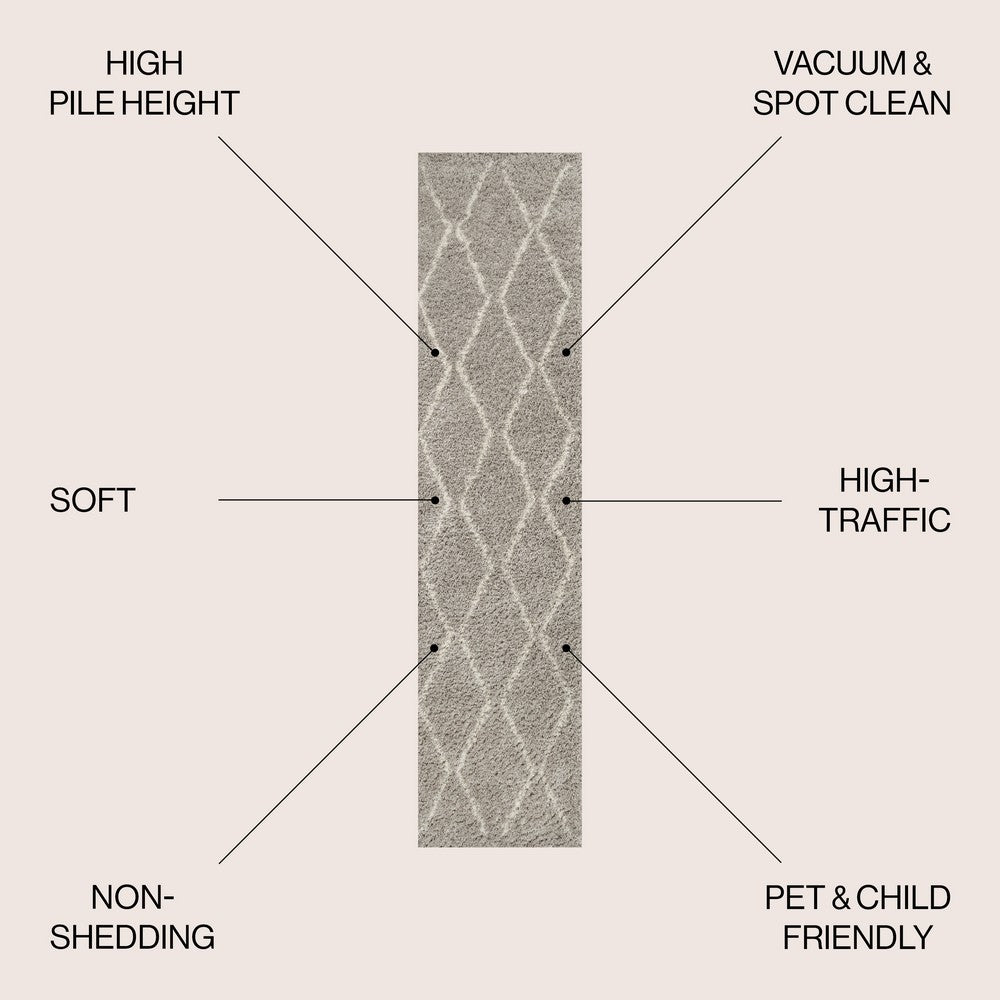 Hibiscus Catala Moroccan Diamond Shag Area Rug