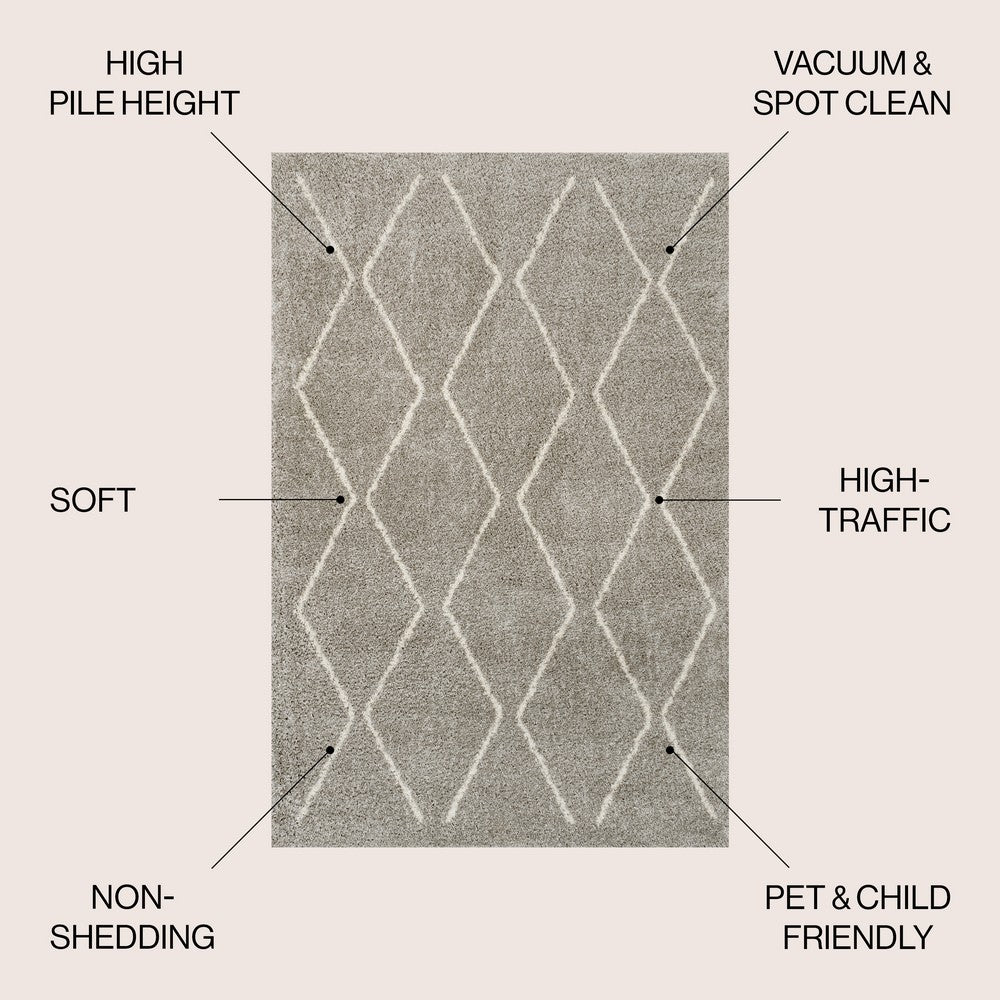 Hibiscus Catala Moroccan Diamond Shag Area Rug