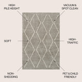 Hibiscus Catala Moroccan Diamond Shag Area Rug