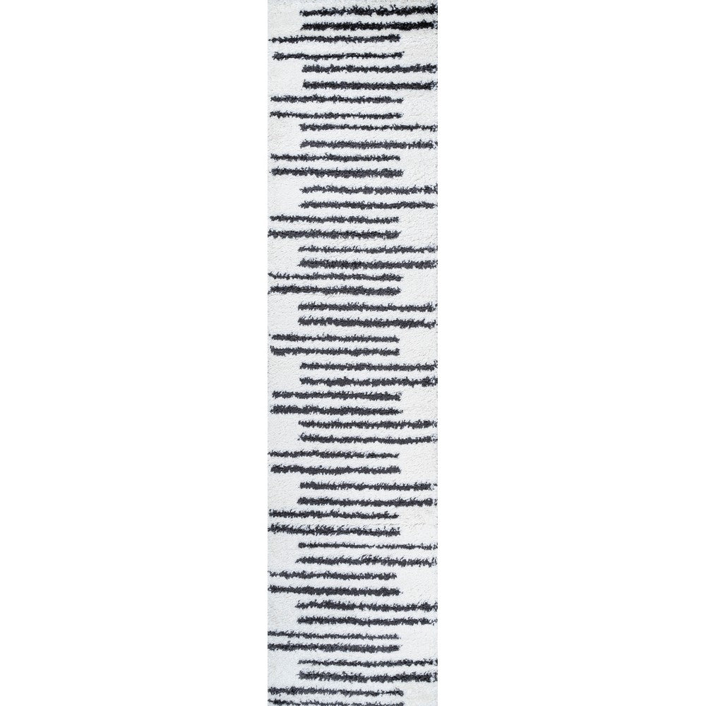 Nelson Petra Stripe Geometric Shag Area Rug