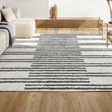 Nelson Petra Stripe Geometric Shag Area Rug