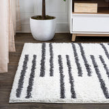 Nelson Petra Stripe Geometric Shag Area Rug