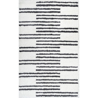 Nelson Petra Stripe Geometric Shag Area Rug