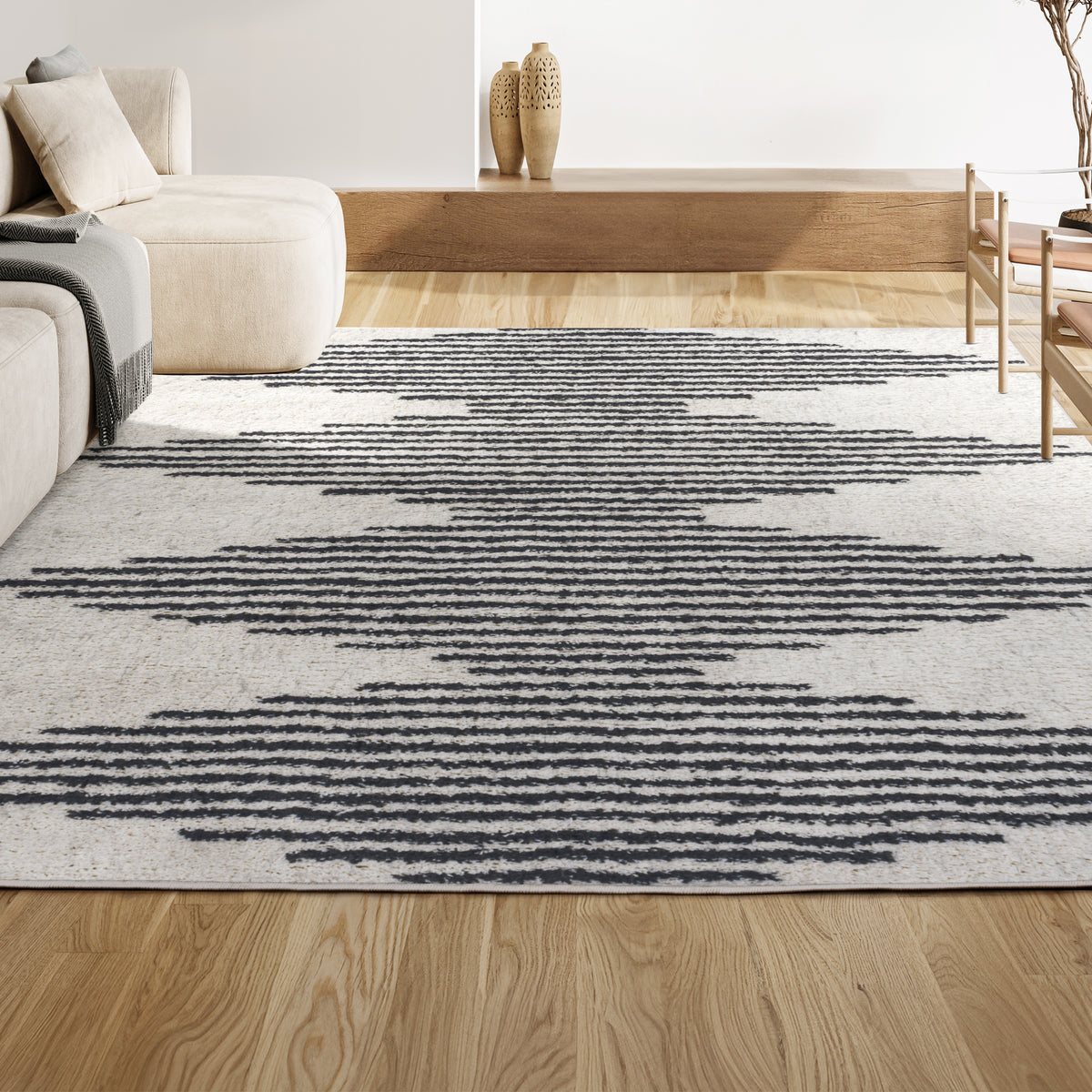 Hastings Elm Diamond Stripe Geometric Area Rug