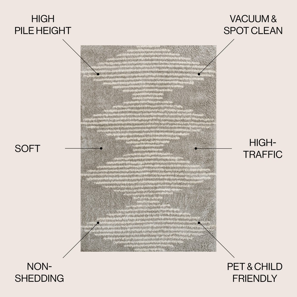 Hastings Elm Diamond Stripe Geometric Area Rug