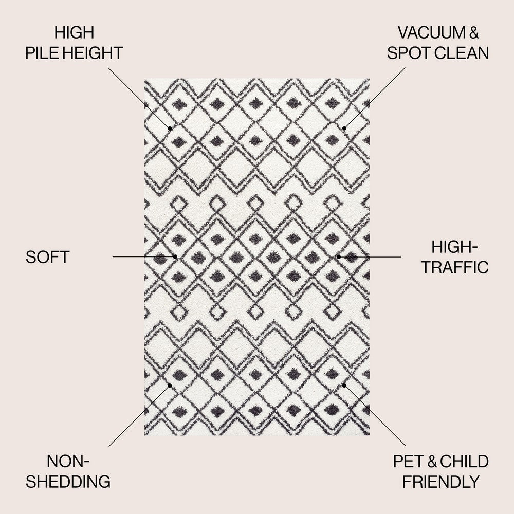 Conde Caimari Moroccan Diamond Shag Area Rug