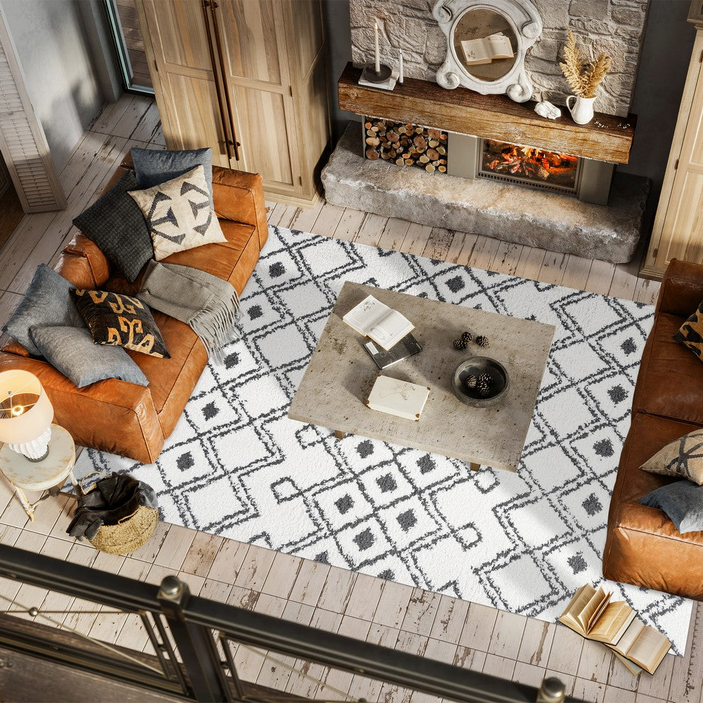 Conde Caimari Moroccan Diamond Shag Area Rug