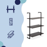 Clancy 40.55" Classic Industrial 3-Shelf Wood Wall-Mounted Open Ladder Bookcase with Metal Frame