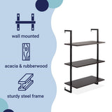 Clancy 40.55" Classic Industrial 3-Shelf Wood Wall-Mounted Open Ladder Bookcase with Metal Frame