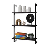 Clancy 40.55" Classic Industrial 3-Shelf Wood Wall-Mounted Open Ladder Bookcase with Metal Frame