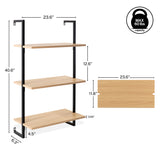 Clancy 40.55" Classic Industrial 3-Shelf Wood Wall-Mounted Open Ladder Bookcase with Metal Frame