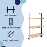Clancy 40.55" Classic Industrial 3-Shelf Wood Wall-Mounted Open Ladder Bookcase with Metal Frame