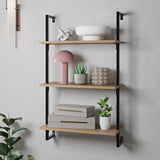 Clancy 40.55" Classic Industrial 3-Shelf Wood Wall-Mounted Open Ladder Bookcase with Metal Frame