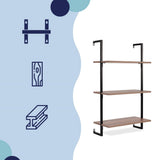 Clancy 40.55" Classic Industrial 3-Shelf Wood Wall-Mounted Open Ladder Bookcase with Metal Frame