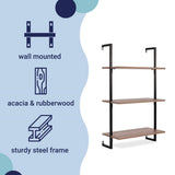 Clancy 40.55" Classic Industrial 3-Shelf Wood Wall-Mounted Open Ladder Bookcase with Metal Frame