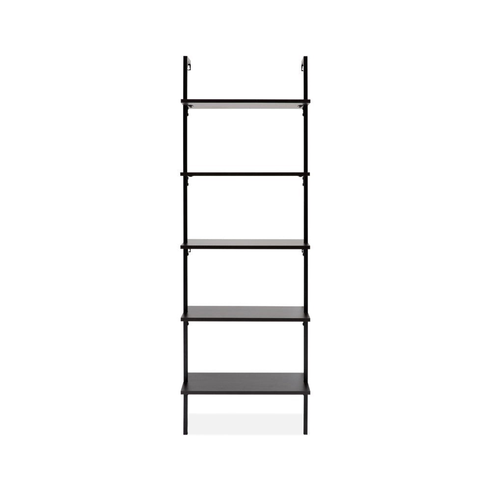 Aarushi 72.05" Classic Industrial 5-Shelf Wood Wall-Mounted Open Ladder Bookcase with Metal Frame