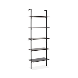 Aarushi 72.05" Classic Industrial 5-Shelf Wood Wall-Mounted Open Ladder Bookcase with Metal Frame