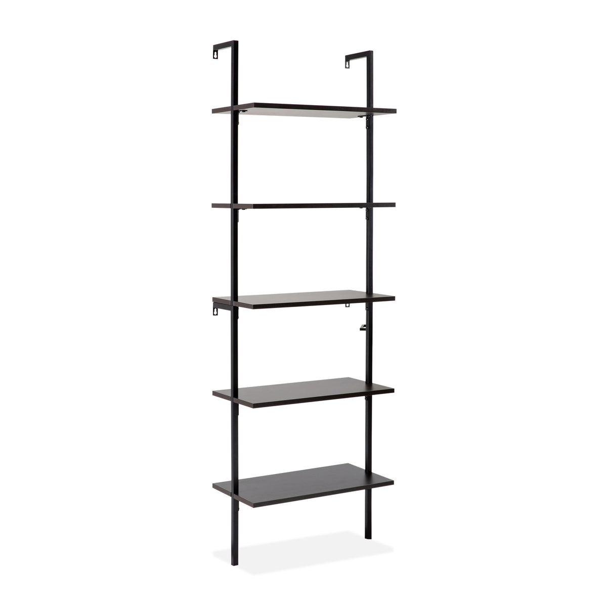 Aarushi 72.05" Classic Industrial 5-Shelf Wood Wall-Mounted Open Ladder Bookcase with Metal Frame