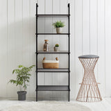 Aarushi 72.05" Classic Industrial 5-Shelf Wood Wall-Mounted Open Ladder Bookcase with Metal Frame