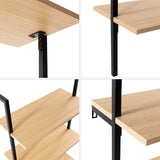 Aarushi 72.05" Classic Industrial 5-Shelf Wood Wall-Mounted Open Ladder Bookcase with Metal Frame