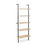 Aarushi 72.05" Classic Industrial 5-Shelf Wood Wall-Mounted Open Ladder Bookcase with Metal Frame