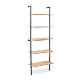 Aarushi 72.05" Classic Industrial 5-Shelf Wood Wall-Mounted Open Ladder Bookcase with Metal Frame