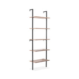 Aarushi 72.05" Classic Industrial 5-Shelf Wood Wall-Mounted Open Ladder Bookcase with Metal Frame