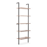 Aarushi 72.05" Classic Industrial 5-Shelf Wood Wall-Mounted Open Ladder Bookcase with Metal Frame