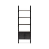 Orianna 72.05" MidCentury Industrial 4-Shelf Wood Wall-Mounted Open Ladder Bookcase with Cabinet and Metal Frame