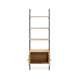 Orianna 72.05" MidCentury Industrial 4-Shelf Wood Wall-Mounted Open Ladder Bookcase with Cabinet and Metal Frame