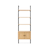 Orianna 72.05" MidCentury Industrial 4-Shelf Wood Wall-Mounted Open Ladder Bookcase with Cabinet and Metal Frame