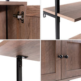 Orianna 72.05" MidCentury Industrial 4-Shelf Wood Wall-Mounted Open Ladder Bookcase with Cabinet and Metal Frame