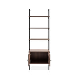 Orianna 72.05" MidCentury Industrial 4-Shelf Wood Wall-Mounted Open Ladder Bookcase with Cabinet and Metal Frame