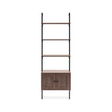 Orianna 72.05" MidCentury Industrial 4-Shelf Wood Wall-Mounted Open Ladder Bookcase with Cabinet and Metal Frame