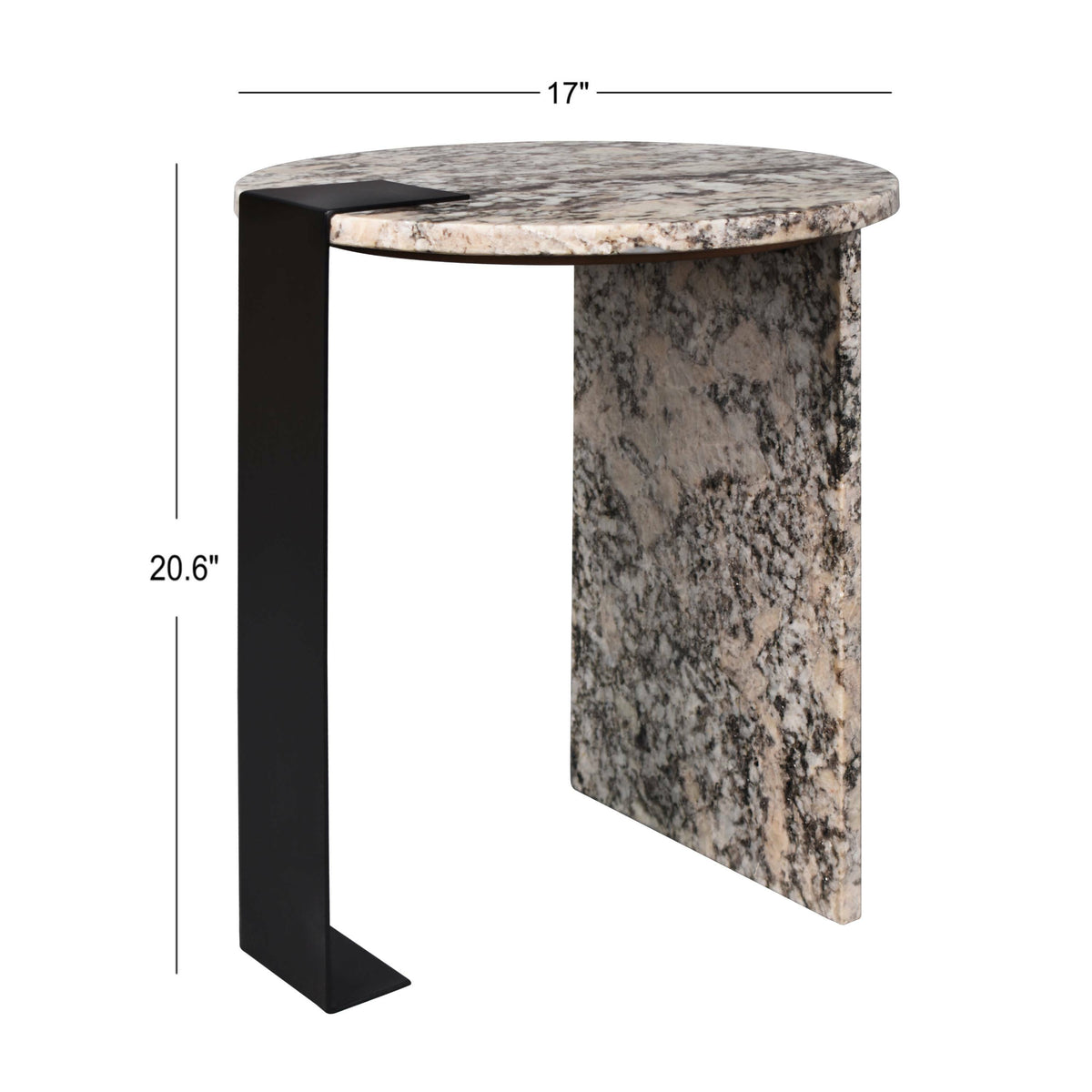 Clary 20.6" Contemporary Natural Marble/Metal Handmade Round End Table
