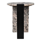 Clary 20.6" Contemporary Natural Marble/Metal Handmade Round End Table