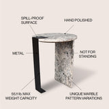 Clary 20.6" Contemporary Natural Marble/Metal Handmade Round End Table