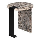 Clary 20.6" Contemporary Natural Marble/Metal Handmade Round End Table