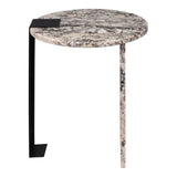 Clary 20.6" Contemporary Natural Marble/Metal Handmade Round End Table