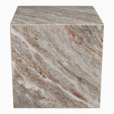 Erosia 15" Contemporary Natural Marble Handmade Cube End Table