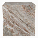 Erosia 15" Contemporary Natural Marble Handmade Cube End Table